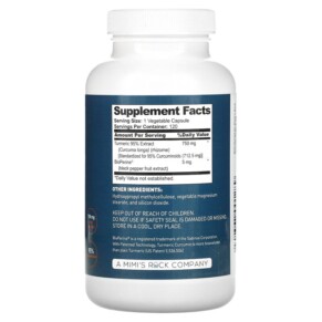 Thành phần vi chất của Dr. Tobias Turmeric Curcumin 120 Veggie Capsules 842367001289