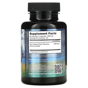 Thành phần vi chất của Dragon Herbs (Ron Teeguarden) Deer Placenta 500 mg 60 Capsules 679372005168