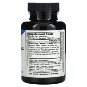 Thành phần vi chất của Dragon Herbs (Ron Teeguarden) Magnolia Sinus 500 mg 100 Vegetarian Capsules 679372002013