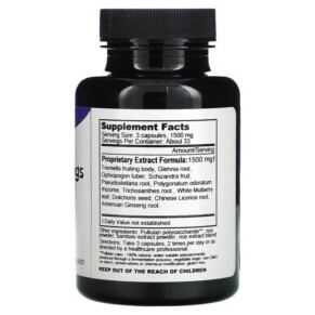 Thành phần vi chất của Dragon Herbs (Ron Teeguarden) Young Lungs 500 mg 100 Vegetarian Capsules 679372001726