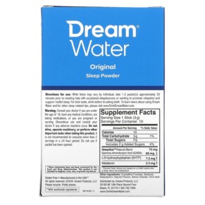 Thành phần vi chất của Dream Water Sleep Powder Snoozeberry 10 Sticks 3 g Each 857430002384