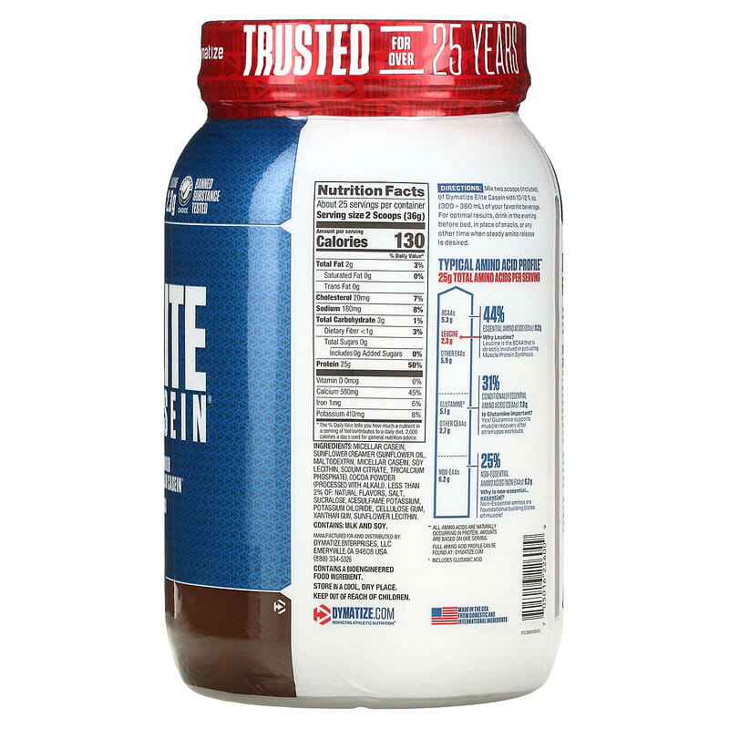Dymatize Elite Casein Rich Chocolate 2 lb (907 g) 2 Thành phần vi chất của Dymatize Elite Casein Rich Chocolate 2 lb (907 g) 705016226009