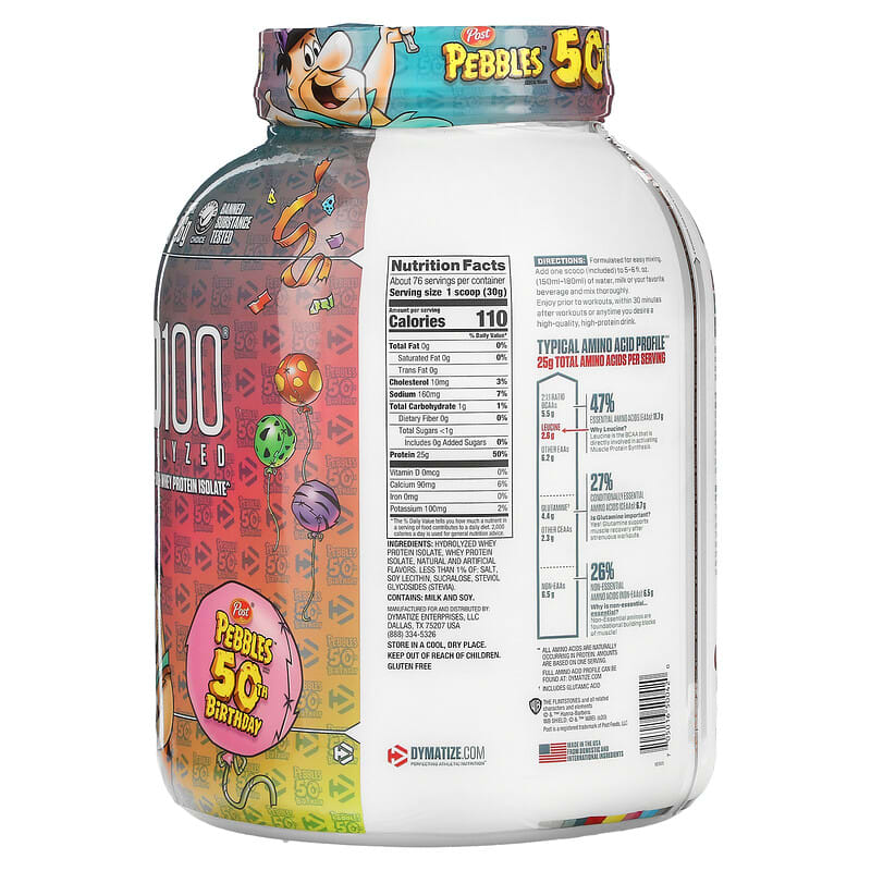 Dymatize ISO100 Hydrolyzed 100% Whey Protein Isolate Birthday Cake Pebbles 5 lb (2.3 kg) 2 Thành phần vi chất của Dymatize ISO100 Hydrolyzed 100% Whey Protein Isolate Birthday Cake Pebbles 5 lb (2.3 kg) 705016500420