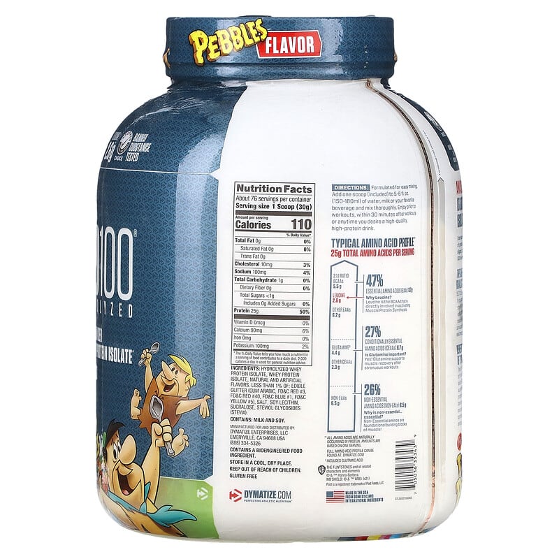 Dymatize ISO100 Hydrolyzed 100% Whey Protein Isolate Fruity Pebbles 5 lb (2.3 kg) 2 Thành phần vi chất của Dymatize ISO100 Hydrolyzed 100% Whey Protein Isolate Fruity Pebbles 5 lb (2.3 kg) 705016353439
