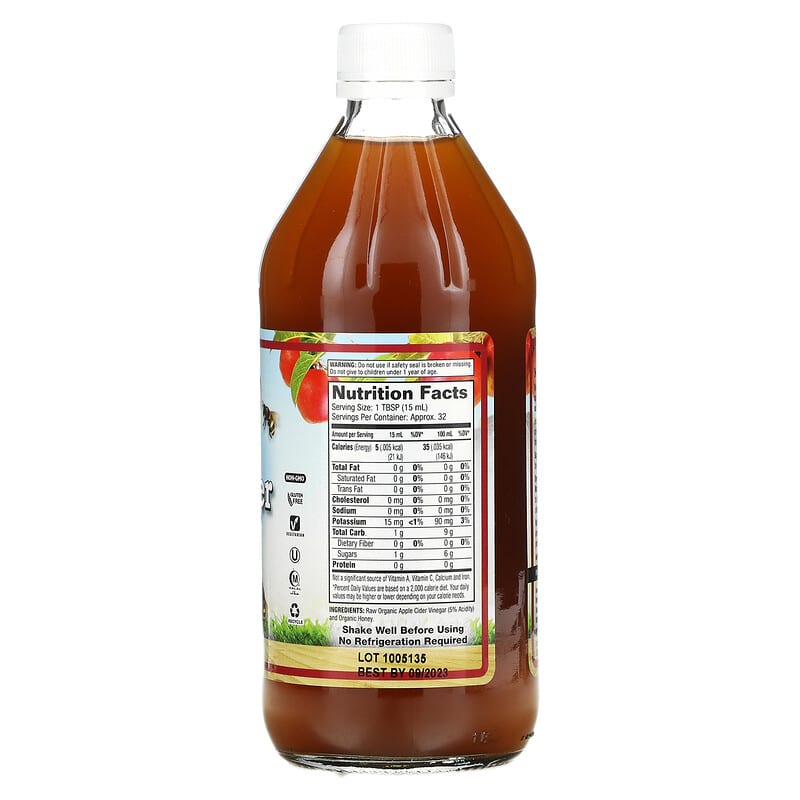 Dynamic Health Organic Raw Apple Cider Vinegar with Mother & Honey 16 fl oz (473 ml) 2 Thành phần vi chất của Dynamic Health Organic Raw Apple Cider Vinegar with Mother & Honey 16 fl oz (473 ml) 790223102284