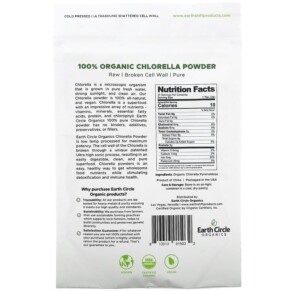 Thành phần vi chất của Earth Circle Organics 100% Organic Chlorella Powder 4 oz (113.4 g) 813313015032