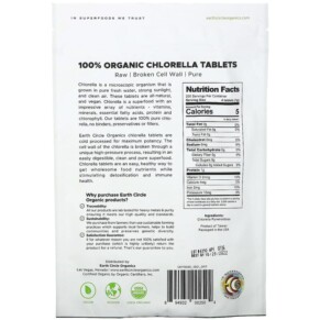 Earth Circle Organics 100% Organic Chlorella Tablets 1.000 Tablets 8.75 oz (248 g) 3 Thành phần vi chất của Earth Circle Organics 100% Organic Chlorella Tablets 1.000 Tablets 8.75 oz (248 g) 894932002504