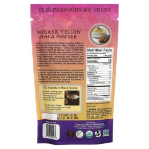 Thành phần vi chất của Earth Circle Organics Organic Yellow Maca Powder 8 oz (226.7 g) 894932002023