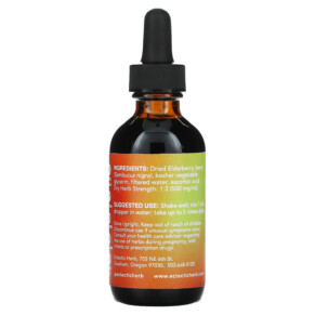Thành phần vi chất của Eclectic Institute Elderberry Glycerite 2 fl oz (60 ml) 023363322633