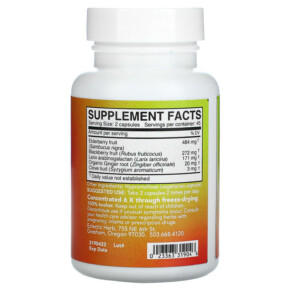 Thành phần vi chất của Eclectic Institute Freeze Dried Fresh Elderberry Immune 237 mg 90 Veg Caps 023363319046