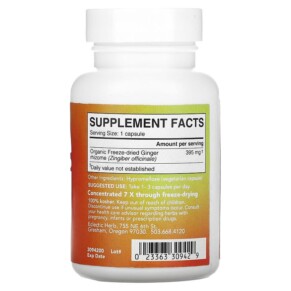 Thành phần vi chất của Eclectic Institute Freeze Dried Fresh Ginger 395 mg 90 Veg Caps 023363309429