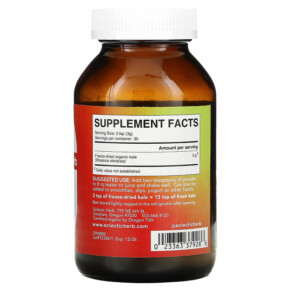 Thành phần vi chất của Eclectic Institute Freeze Dried Fresh Kale 3.2 oz (90 g) 023363379286