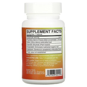 Thành phần vi chất của Eclectic Institute Freeze-Dried Fresh Sinus Support 310 mg 45 Veg Caps 023363324156