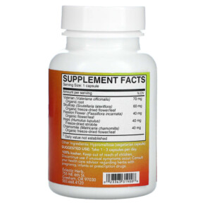 Thành phần vi chất của Eclectic Institute Freeze Dried Fresh Valerian Passion Flower 250 mg 90 Veg Caps 023363319008