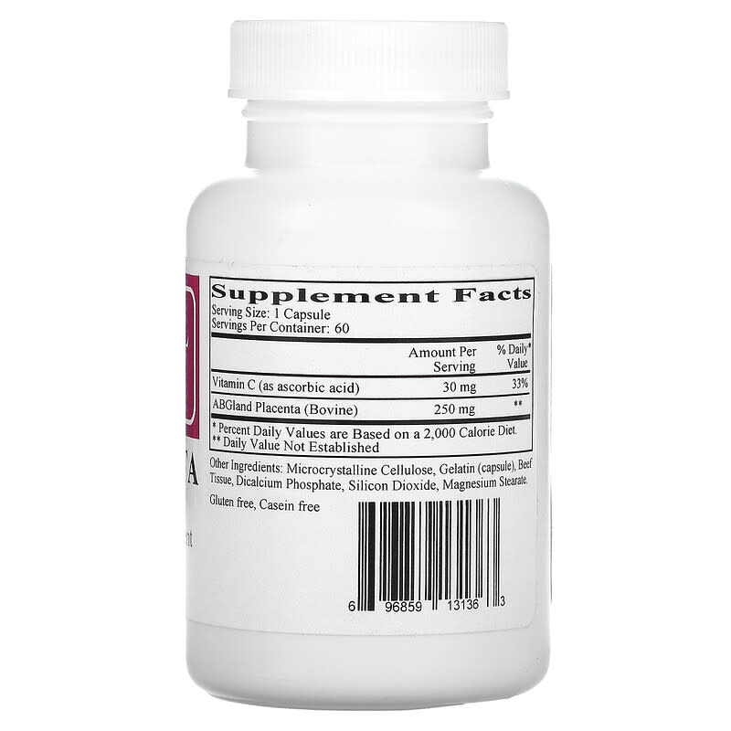 Ecological Formulas Placenta 60 Capsules 2 Thành phần vi chất của Ecological Formulas Placenta 60 Capsules 696859131363
