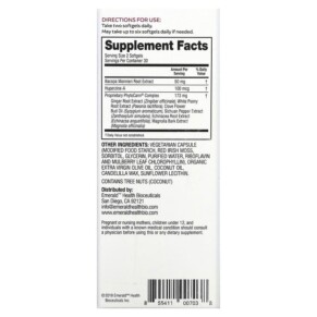 Thành phần vi chất của Emerald Health Bioceuticals Inc EndoBrain 60 Vegan Softgels 855411007038