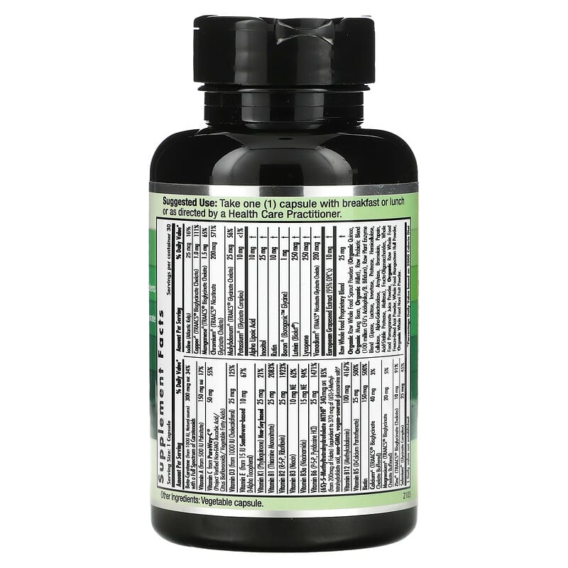 Emerald Laboratories CoEnzymated Complete 1-Daily Multi 30 Vegetable Caps 2 Thành phần vi chất của Emerald Laboratories CoEnzymated Complete 1-Daily Multi 30 Vegetable Caps 743650003198