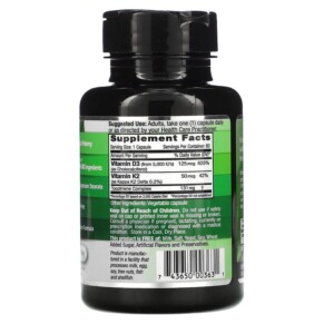 Thành phần vi chất của Emerald Laboratories Vitamin D3 + K2 60 Vegetable Caps 743650003631