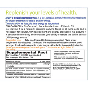 Thành phần vi chất của ENADA 20x 20 mg 30 Lozenges 185355210356