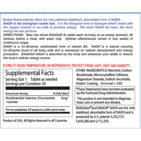 Thành phần vi chất của ENADA NADH 5x 5 mg 30 Tablets 709546103502