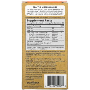 Thành phần vi chất của Enzymedica Aqua Biome Fish Oil + Meriva Curcumin Lemon 600 mg 60 Softgels 670480100011