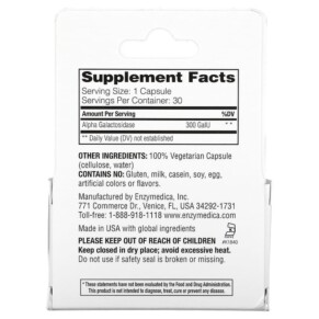 Thành phần vi chất của Enzymedica BeanAssist 30 Capsules 670480130308