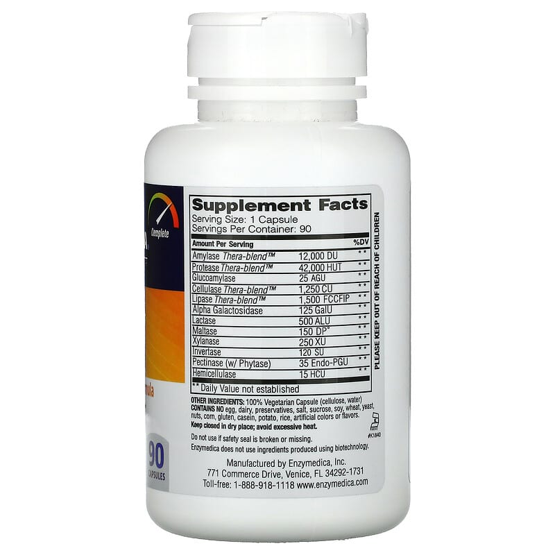 Enzymedica Digest Complete Enzyme Formula 90 Capsules 2 Thành phần vi chất của Enzymedica Digest Complete Enzyme Formula 90 Capsules 670480981115