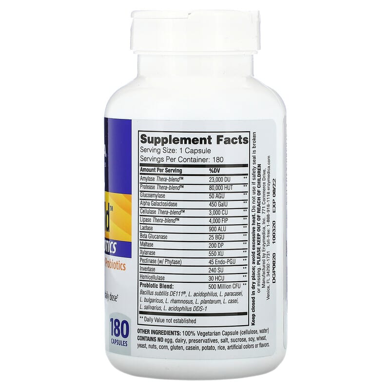 Enzymedica Digest Gold + Probiotics 180 Capsules 2 Thành phần vi chất của Enzymedica Digest Gold + Probiotics 180 Capsules 670480290910