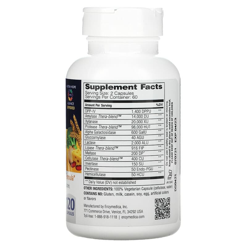 Enzymedica Digest Spectrum Complete Food Intolerance Formula 120 Capsules 2 Thành phần vi chất của Enzymedica Digest Spectrum Complete Food Intolerance Formula 120 Capsules 670480291726