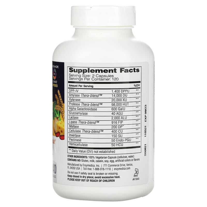 Enzymedica Digest Spectrum Complete Food Intolerance Formula 240 Capsules 2 Thành phần vi chất của Enzymedica Digest Spectrum Complete Food Intolerance Formula 240 Capsules 670480291733