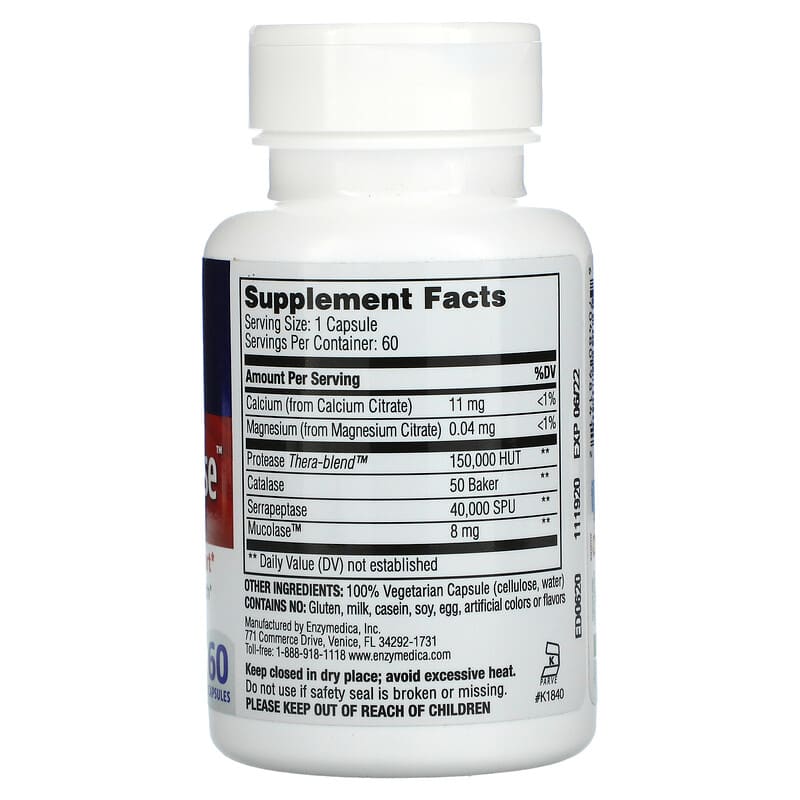 Enzymedica Enzyme Defense 60 Capsules 2 Thành phần vi chất của Enzymedica Enzyme Defense 60 Capsules 670480981412