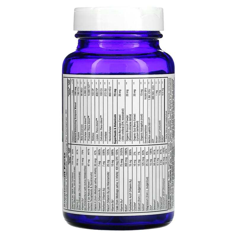 Enzymedica Enzyme Nutrition Multi-Vitamin Men's 120 Capsules 2 Thành phần vi chất của Enzymedica Enzyme Nutrition Multi-Vitamin Men's 120 Capsules 670480140062