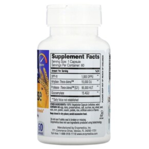 Thành phần vi chất của Enzymedica GlutenEase 60 Capsules 670480262009