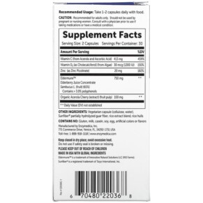 Thành phần vi chất của Enzymedica Immune Max Black Elderberry with Vitamins C & D3 Zinc 60 Capsules 670480220368