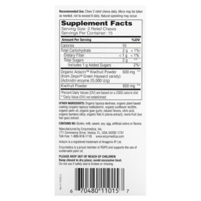 Thành phần vi chất của Enzymedica Kiwi Regularity Kiwi 30 Relief Chews 670480110157