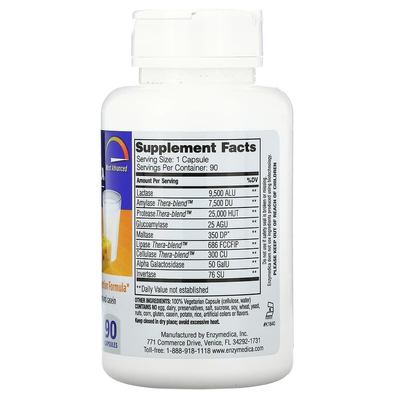 Enzymedica Lacto Most Advanced Dairy Digestion Formula 90 Capsules 2 Thành phần vi chất của Enzymedica Lacto Most Advanced Dairy Digestion Formula 90 Capsules 670480241219