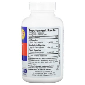 Thành phần vi chất của Enzymedica Lypo Gold For Fat Digestion 240 Capsules 670480981320