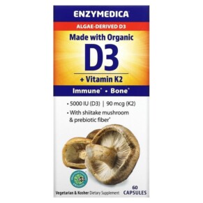 Thực phẩm chức năng Enzymedica Organic D3 + Vitamin K2 60 Capsules 670480101292