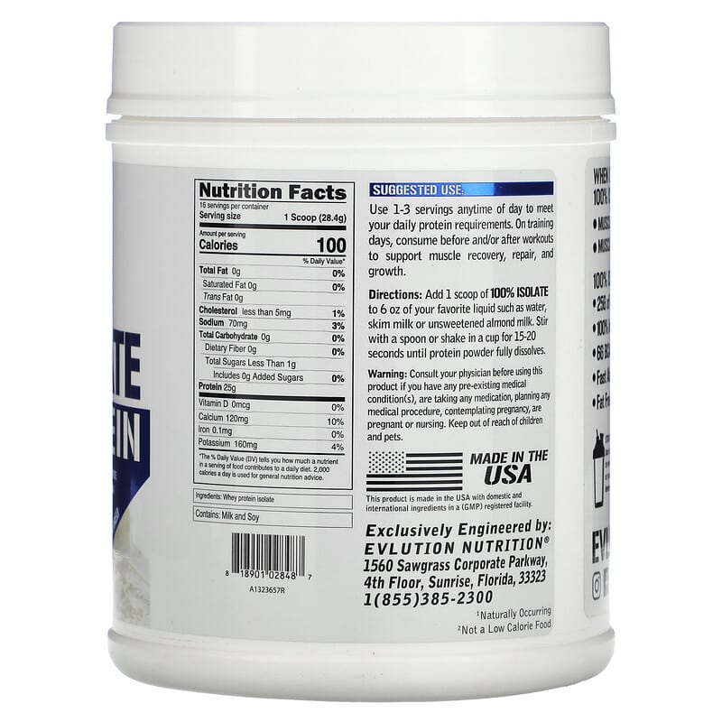 EVLution Nutrition 100% Isolate Protein Unflavored 1 lbs (454 g) 2 Thành phần vi chất của EVLution Nutrition 100% Isolate Protein Unflavored 1 lbs (454 g) 818901028487