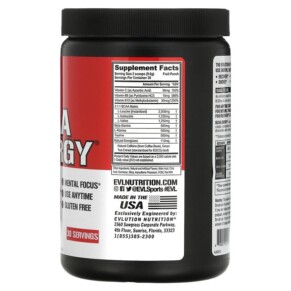 Thành phần vi chất của EVLution Nutrition BCAA ENERGY Fruit Punch 10.16 oz (288 g) 818901020023