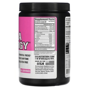 Thành phần vi chất của EVLution Nutrition BCAA ENERGY Pink Starblast 9.52 oz (270 g) 818901021945