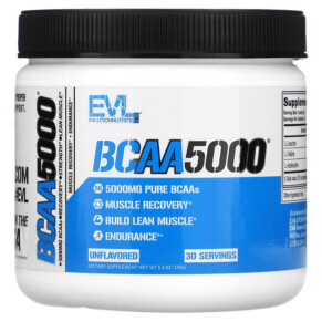 Thực phẩm chức năng EVLution Nutrition BCAA5000 Unflavored 5.000 mg 5.3 oz (150 g) 818901028159