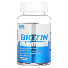 Thực phẩm chức năng EVLution Nutrition Biotin Gummies Strawberry 2.500 mcg 60 Gummies 818901027985