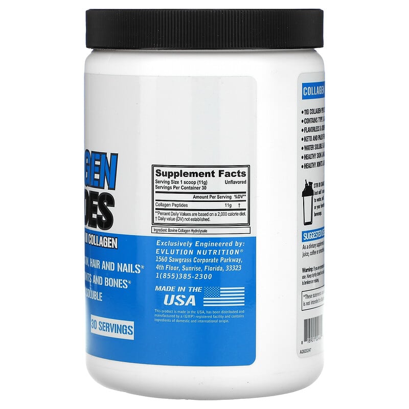 EVLution Nutrition Collagen Peptides Hydrolyzed Type I & III Collagen Unflavored 11.64 oz (330 g) 2 Thành phần vi chất của EVLution Nutrition Collagen Peptides Hydrolyzed Type I & III Collagen Unflavored 11.64 oz (330 g) 818901024601