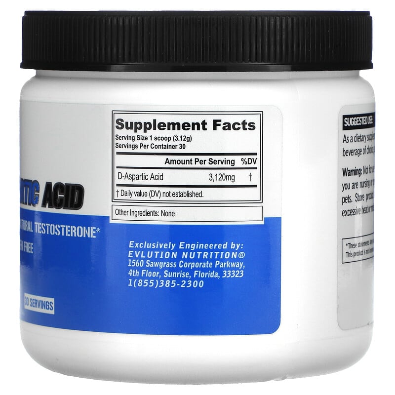 EVLution Nutrition D-Aspartic Acid Unflavored 3.3 oz (94 g) 2 Thành phần vi chất của EVLution Nutrition D-Aspartic Acid Unflavored 3.3 oz (94 g) 818901027022