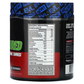 Thành phần vi chất của EVLution Nutrition ENGN Shred Pre-Workout Engine Shred Cherry Limeade 8.8 oz (249 g) 818901020580