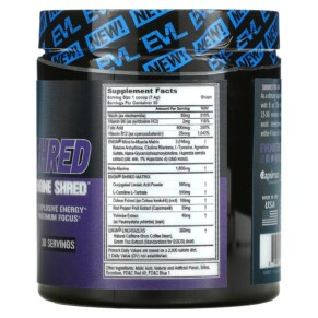 Thành phần vi chất của EVLution Nutrition ENGN Shred Pre-Workout Engine Shred Grape 7.8 oz (222 g) 818901024588