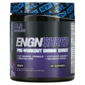 Thực phẩm chức năng EVLution Nutrition ENGN Shred Pre-Workout Engine Shred Grape 7.8 oz (222 g) 818901024588