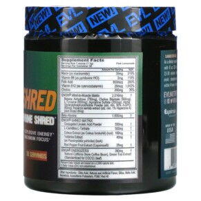 Thành phần vi chất của EVLution Nutrition ENGN Shred Pre-Workout Shred Engine Pink Lemonade 7.5 oz (213 g) 818901020382