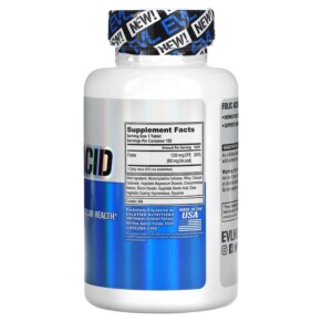 Thành phần vi chất của EVLution Nutrition Folic Acid 800 mcg 120 Tablets 818901027114